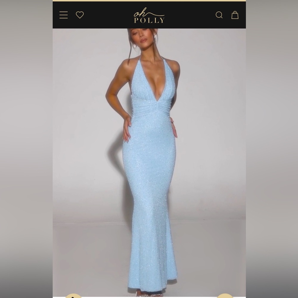 Oh Polly Sky Blue Backless Dress NEW
